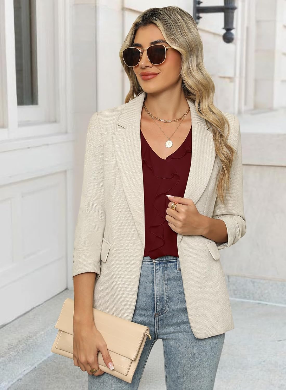 Women's Dressy Casual Blouses Sleeveless V Neck Ruffle Tank Tops 2026 Trendy Summer Ladies Business Work Shirts - Image 6