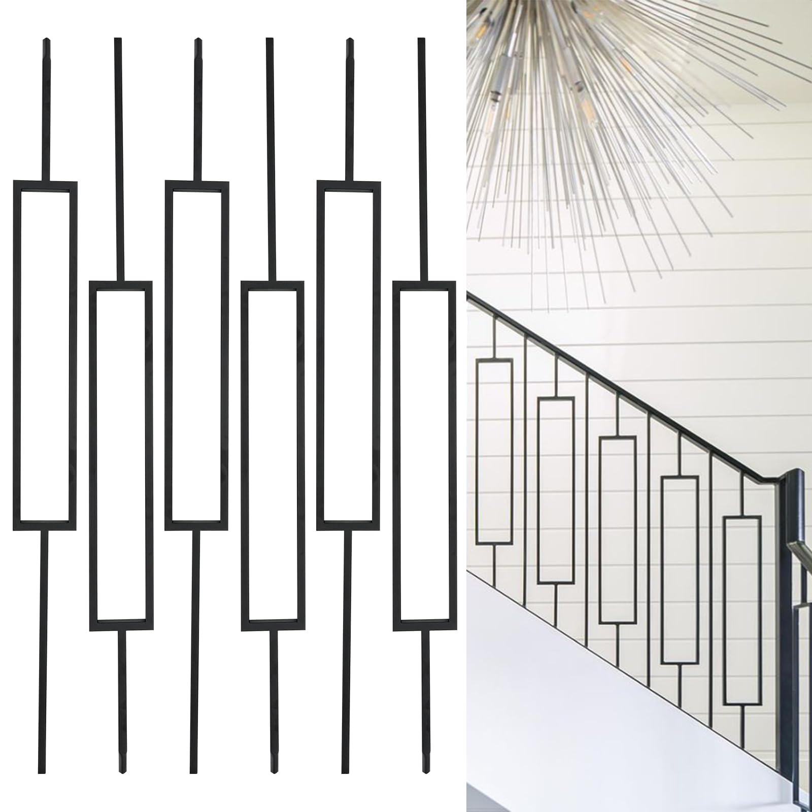 DEVALLEY Wrought Iron Balusters for Staircase, Pack of 10