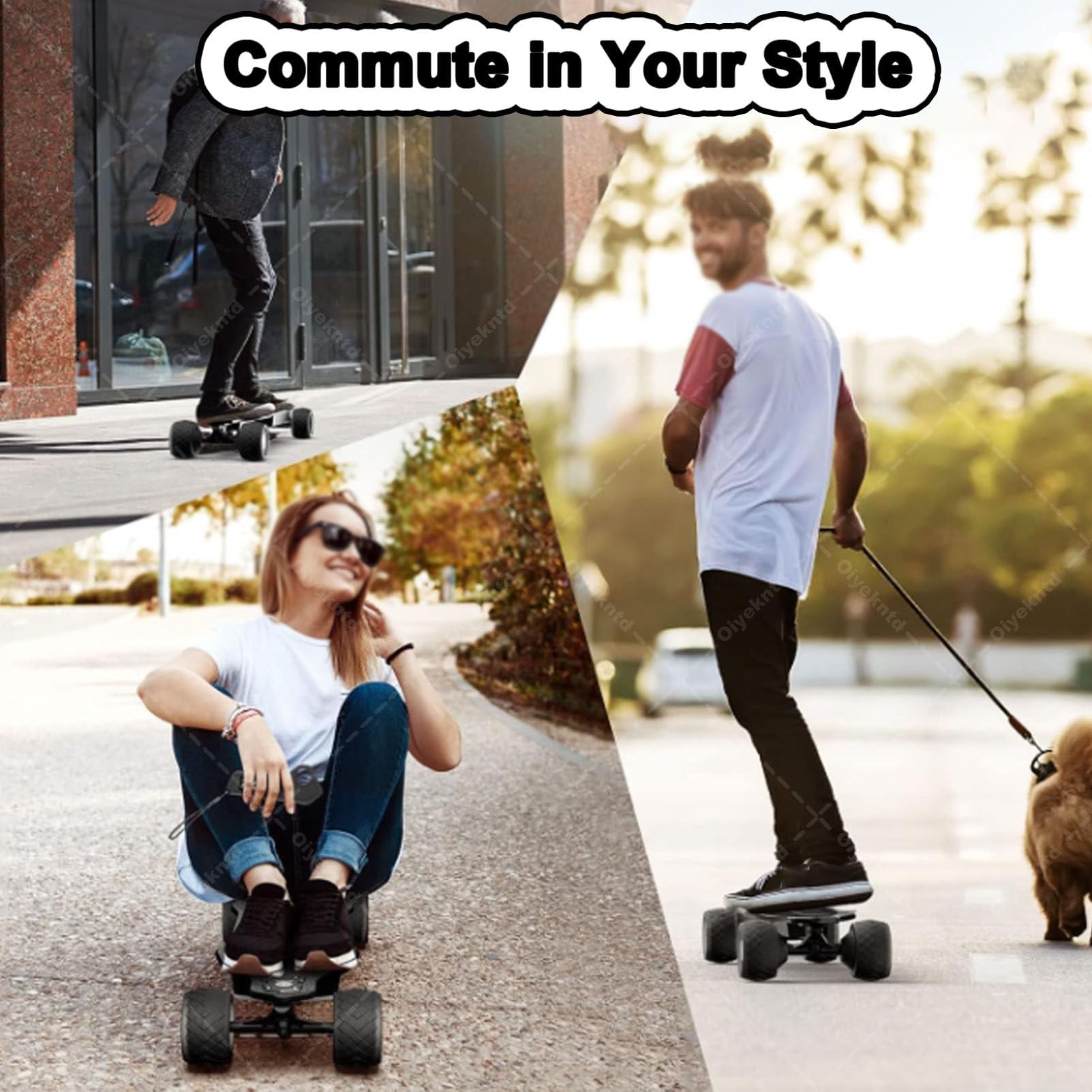 Elektrisches Skateboard mit Fernbedienung, wasserdichtes Longboard-Skateboard, 7-lagiges Ahornholz, 15 km Reichweite, 25 km/h Höchstgeschwindigkeit, Pendler-Longboard für Anfänger E
