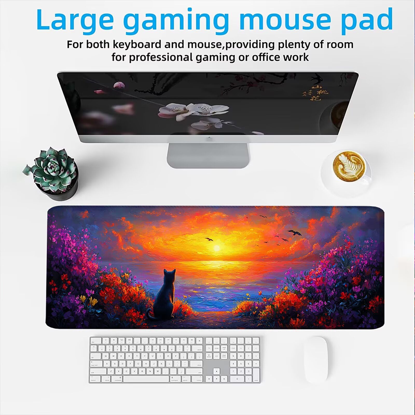 Podkładka pod mysz 1200x600mm Podkładka pod mysz dla graczy, podkładka pod mysz na biurko ultra cienka antypoślizgowa gumowa podstawa zmywalna prędkość ulepszona precyzja komputer, praca - kot