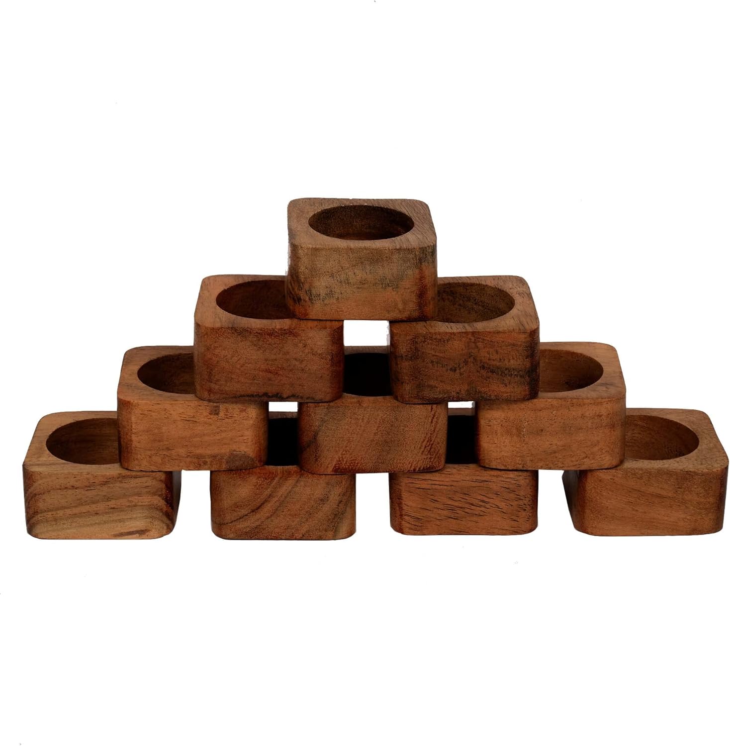 EDHAS Handmade Acacia Wood Napkin Ring Set of 12 Thanksgiving Holiday Christmas Festive Party
