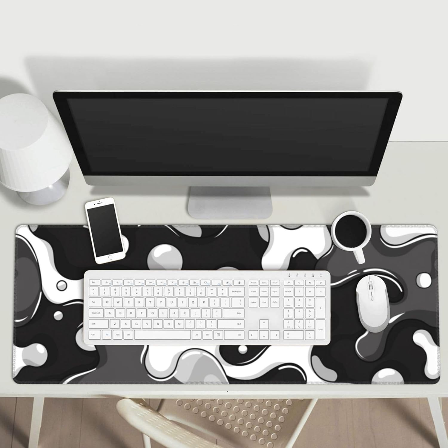 Black and White Gaming Mouse Pad, Large Mouse Pad for Desk Mat XXL XL Mousepad, Big Keyboard Pad Office Desk Accessories Decor - Image 6