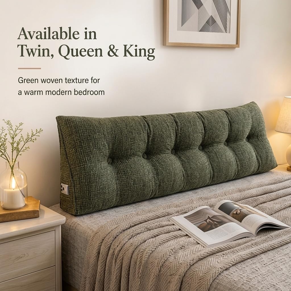 ERWUDEling Headboard Pillow King Bed Wedge Pillow with Side Pockets