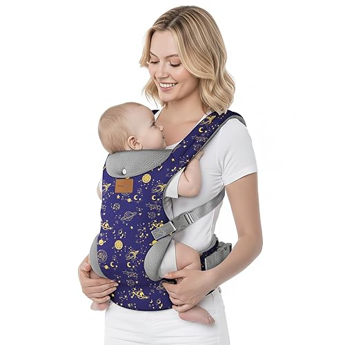 Miniatura 13 de Portabebés, portabebés ergonómicos ajustables para niños pequeños de 7 a 33 libras, portabebés ligeros y acogedores con soporte de cuello,