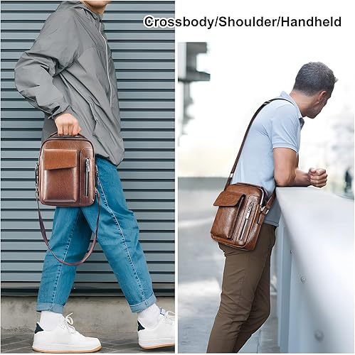 Miniatura 6 de Bolso bandolera pequeño de piel sintética para hombre, bolso bandolera casual con correa