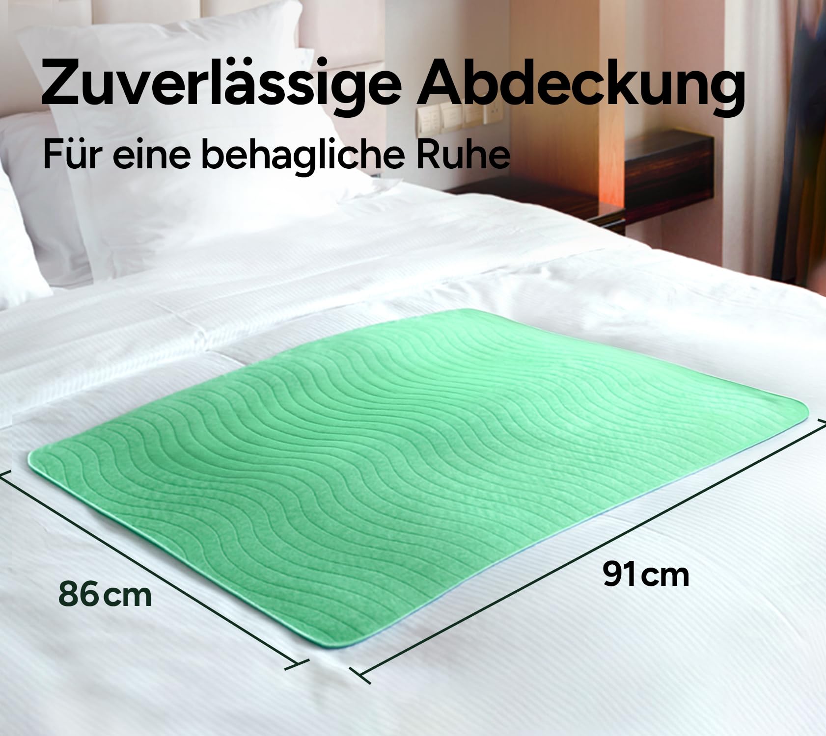 WhyWorry Inkontinenzunterlage Waschbar 86 x 91 cm Matratzenschutz, Wasserdichte Matratzenauflage Bett Inkontinenzauflage für Erwachsene und Kinder, nässeschutz Inkontinenz Bettunterlage, Grün, 4 Stück