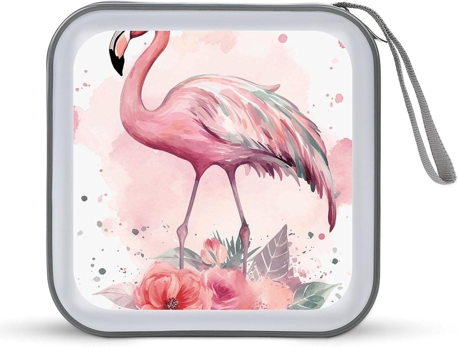 Vintage Boho Flamingo Florals CD Case 40 Capacity Hard Plastic DVD Case Portable Zipper CD Case Holder Disc Cases Storage Binder Large Storage Disc Wallet Bag for Car Home Office Travel