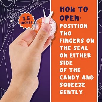 30 Gummy Eyeballs, Spooky Halloween Candy, Individually Wrapped, 19 oz