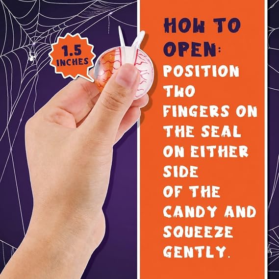 30 Gummy Eyeballs, Spooky Halloween Candy, Individually Wrapped, 19 oz