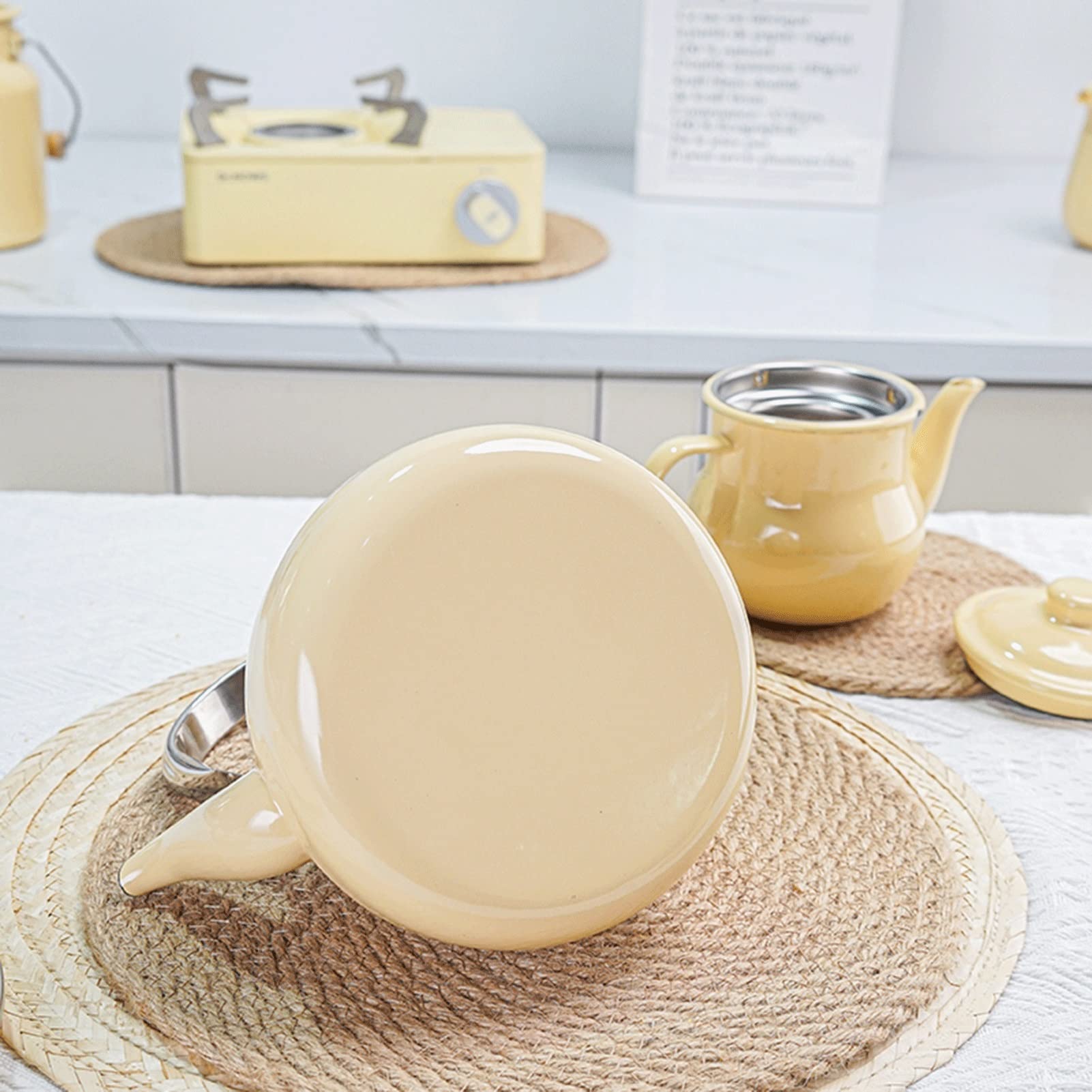 Hervidor de té, esmalte hervidor amarillo