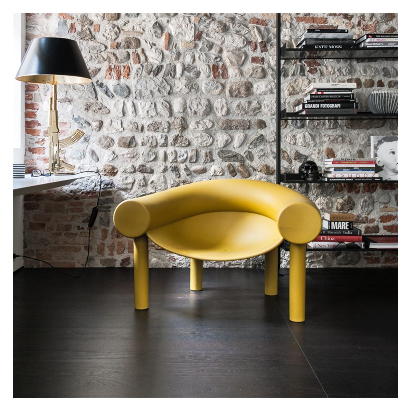 Moda Personalizada Creativa Creativa Silla de sofá Silla plástico Silla de Herradura de Arte de Ocio Estilo nórdico (Color : A Yellow)