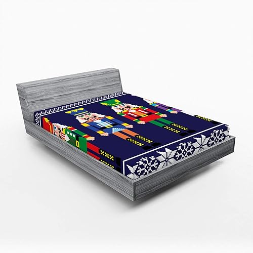 Miniatura 42 de Lunarable Sábana bajera ajustable con diseño de póster retro con eslogan de invierno y texto en inglés "I Love Winter Slogan para actividades al