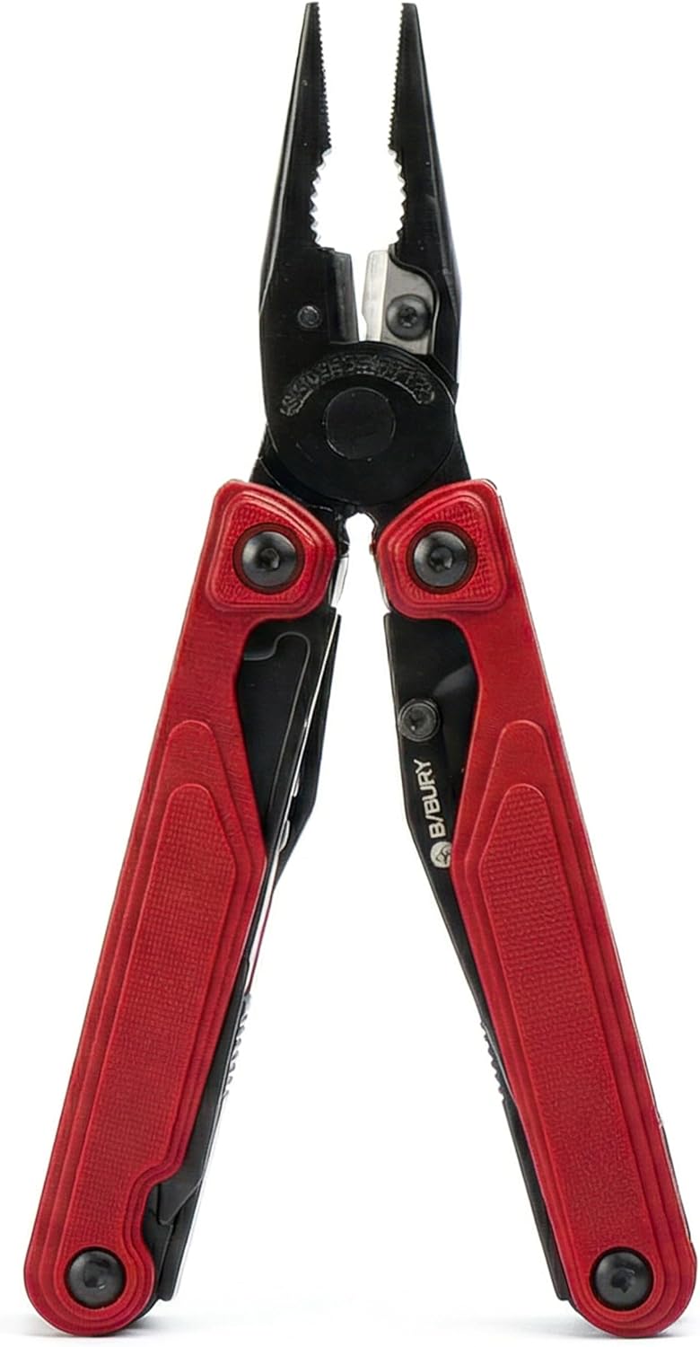 BIBURY Multitool BI2048R with G10 Handle, 19-in-1 Multi Tool Pliers with Replaceable Wire Cutters, Full-Size Scissors, Foldable Multitool with Screwdriver for Outdoor, Survival, Camping, Hiking,Repair