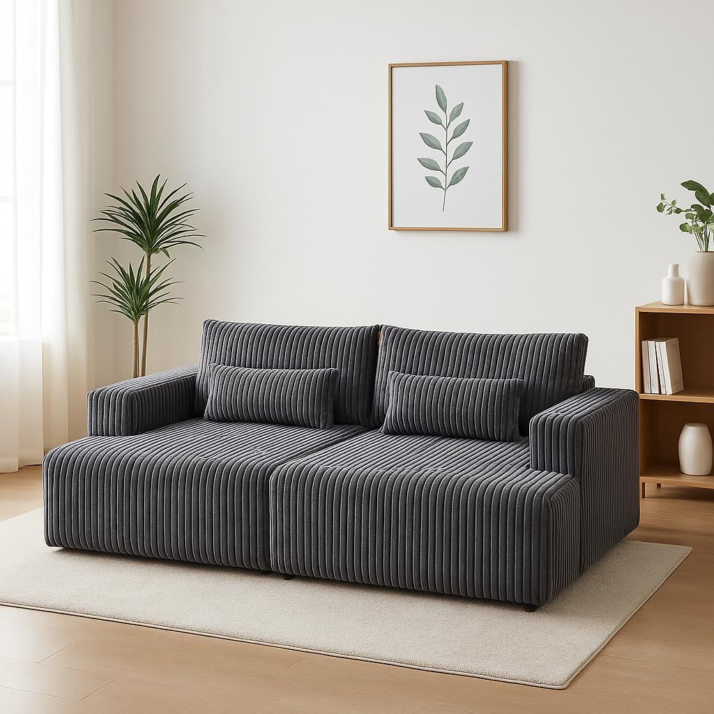 87" Oversized Sectional Lounge Chaise,No Assembly Required,Cloud Plush Loveseat with Reclining Sofa Bed,Fluffy Modern Sleeper Chair for Indoor Living Room Bedroom