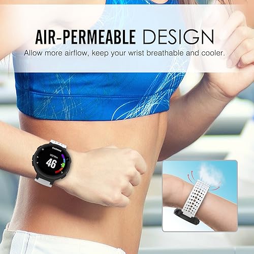 Miniatura 3 de MoKo, banda ajustable de silicona suave, repuesto de correa para Garmin Forerunner 235 Blanco y negro