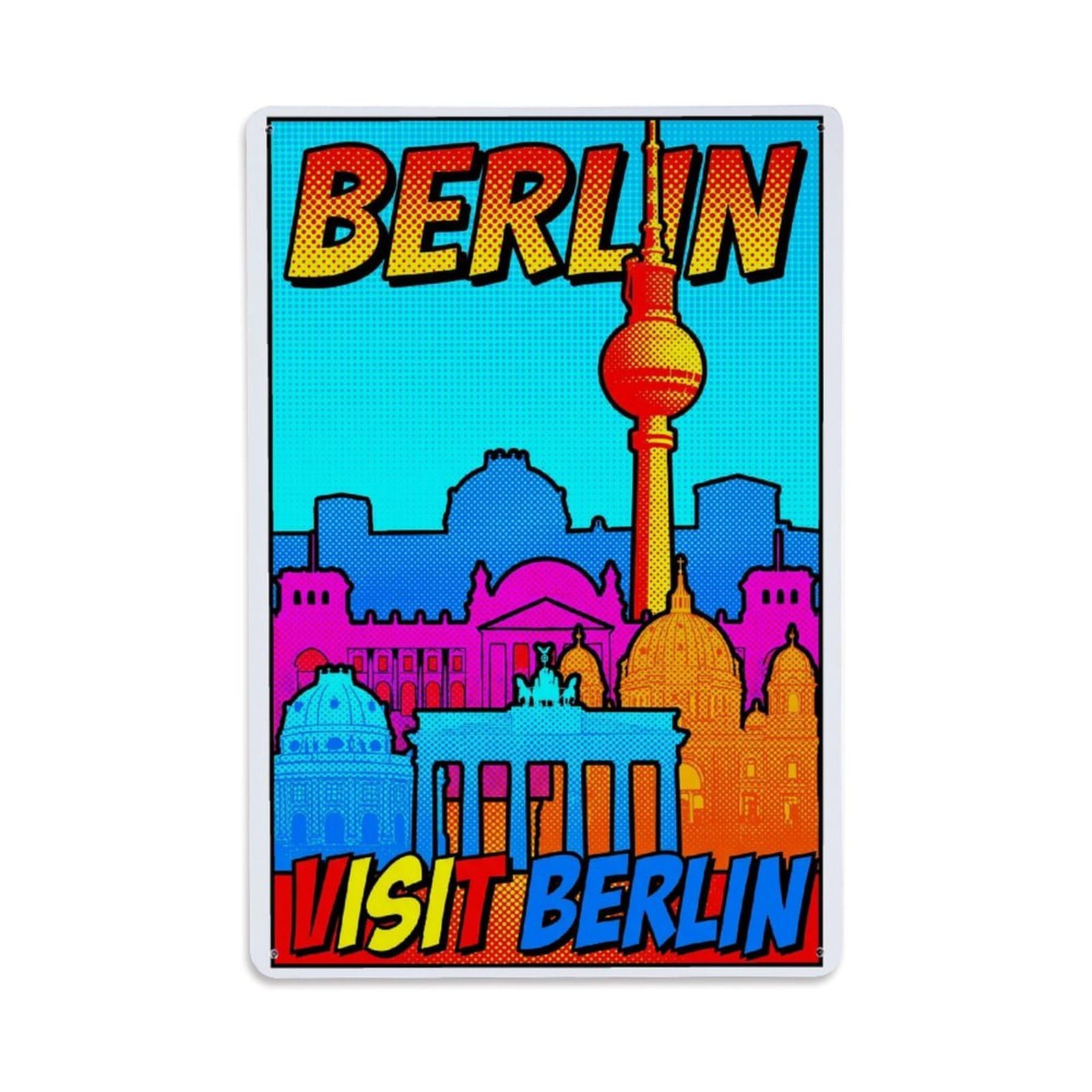 Gead 8X12inch Style Vintage Travel Berlin Germany Vista Metal Tin Sign