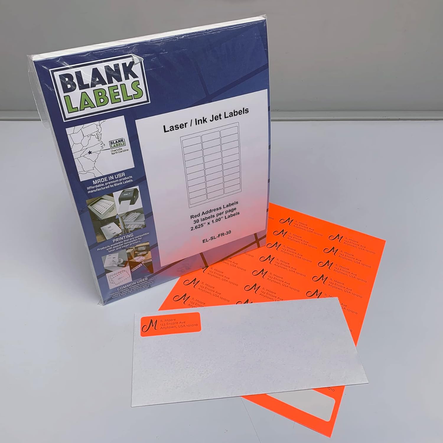 Blanks Labels Fluorescent Safety Red FBA & Mailing Labels from Blank Labels - 2-5/8" x 1" (2.625 x 1) - 30 Labels Per Sheet