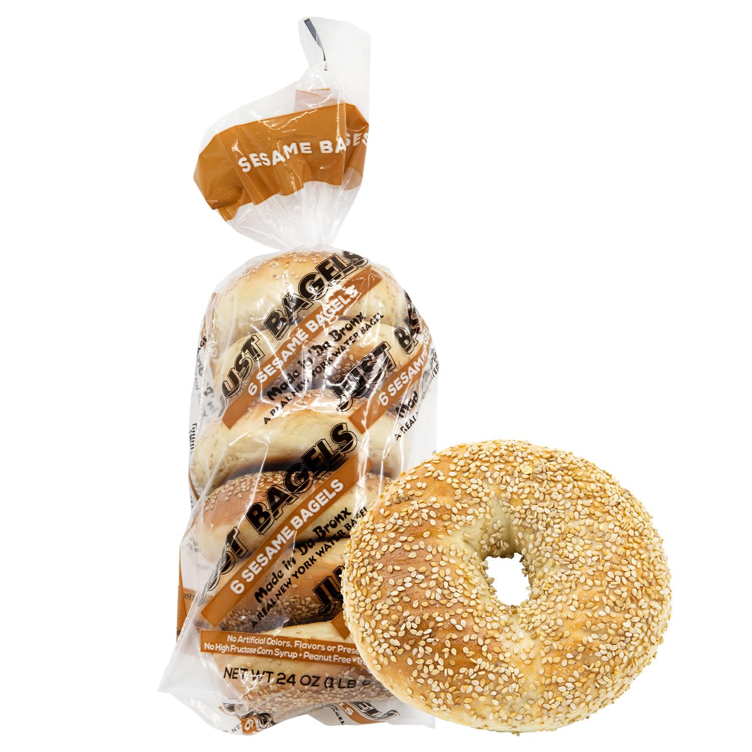 Just Bagels Sesame Bagels - 2 Packs Of 6 Bagels Per Pack - 12 Total Non-GMO