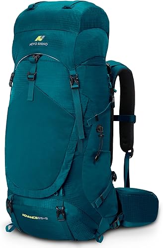 N NEVO RHINO Mochila de senderismo con marco interno de 4050606580L, mochila de campamento para escalada de montaña, cubierta impermeable para lluvia