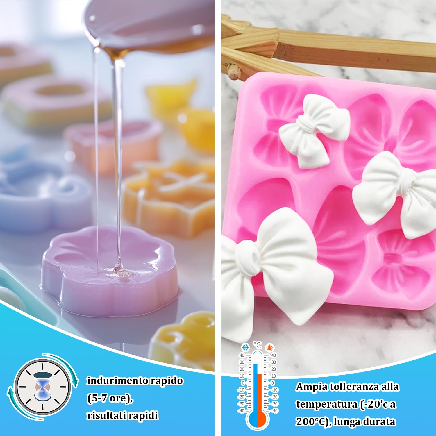 20A Silicone per Stampi,2000ml Traslucido Silicone Liquido Mescolamento 1:1 Rapida Cura Gomma Siliconica per Stampi,DIY Sapone Artigianale,Candele