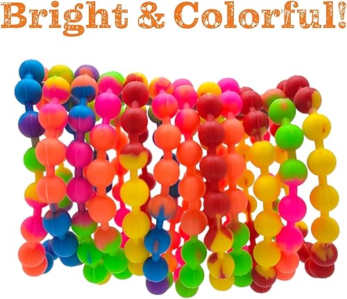 Miniatura 2 de Coloridas pulseras elásticas de goma arcoíris (8 pulgadas) para niños grandes y adultos pequeños. Perfecto para recuerdos de fiesta, premios de