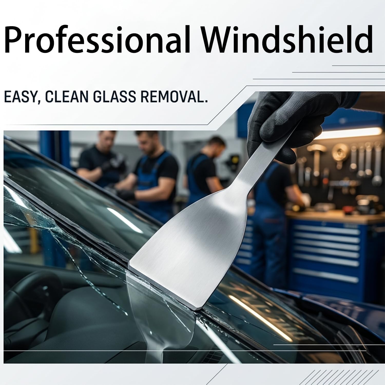 Windshield Cut Out Removal Blade Tool: 12" Long Stainless Steel Windshield Removal Blade for Auto Glass Cutting, Professional Windshield Replacement Tool for Technicians, Silver