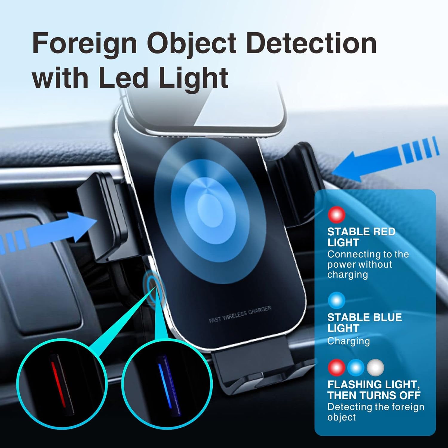 MOCA 15W Qi Wireless Car Charger, Fast Charging Auto-Clamping Car Mount, Windshield Dash Air Vent Phone Holder for iPhone 13 12 Mini 11 Pro Max, Samsung S22 /21, Samsung Galaxy Series