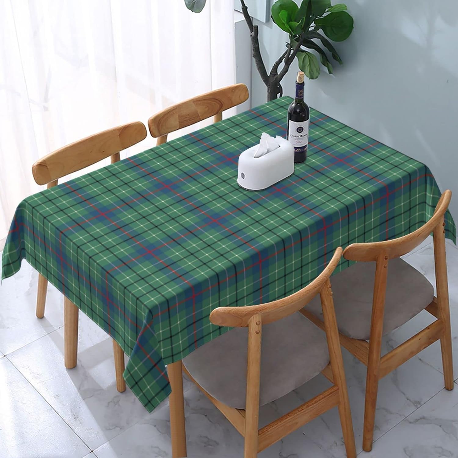 Washable Tablecloth, Donegal County Irish Tartan Rectangle Table Cover, Spillproof & Wrinkle-Free, for Farmhouse, Kitchen, Dining Room, Picnic Parties, 54 X 72 Inches