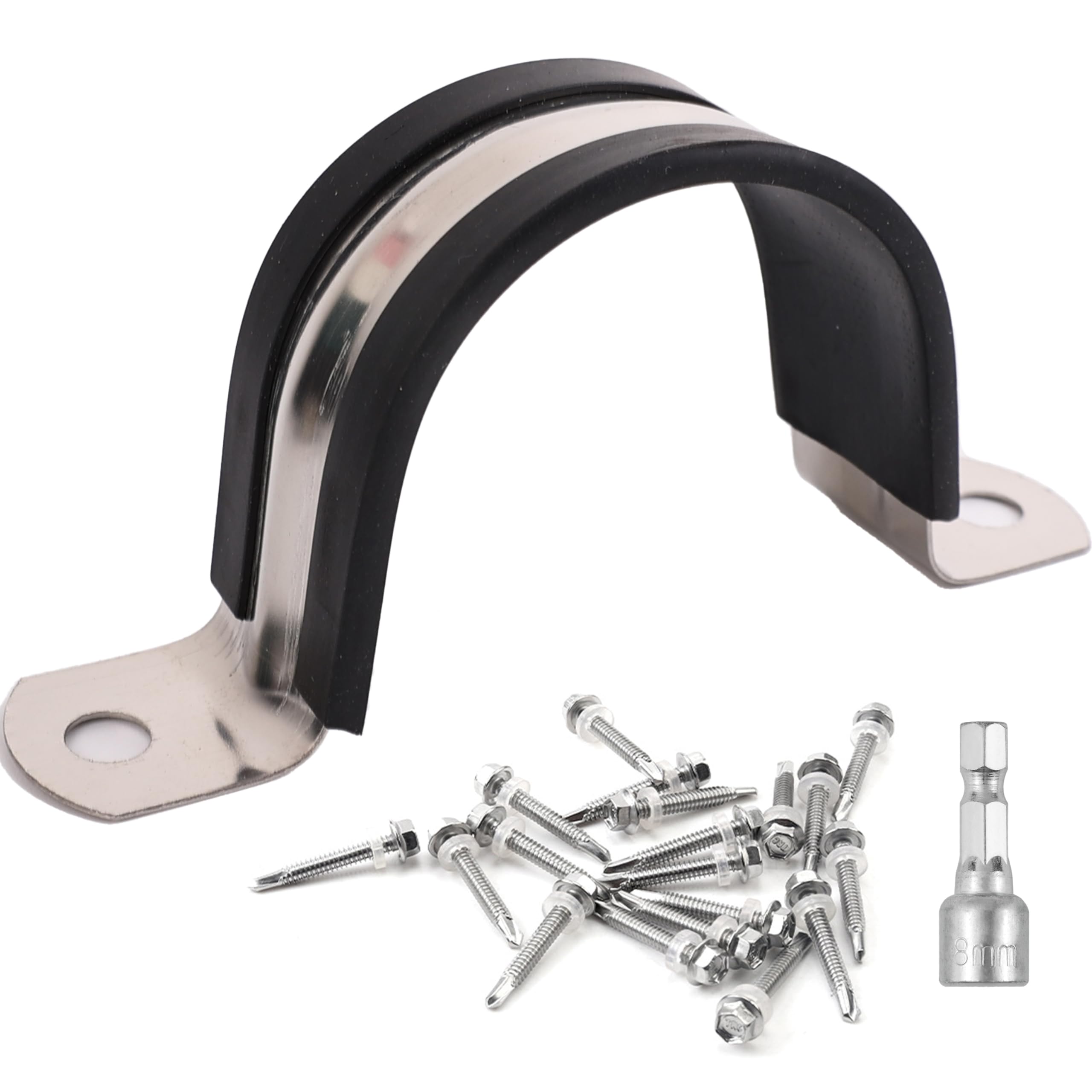 Soimuk Pipe Clamps,304 Stainless & Rubber Cushioned Conduit Clips (SCH 2.5 in (74 MM) - 16 Pack)