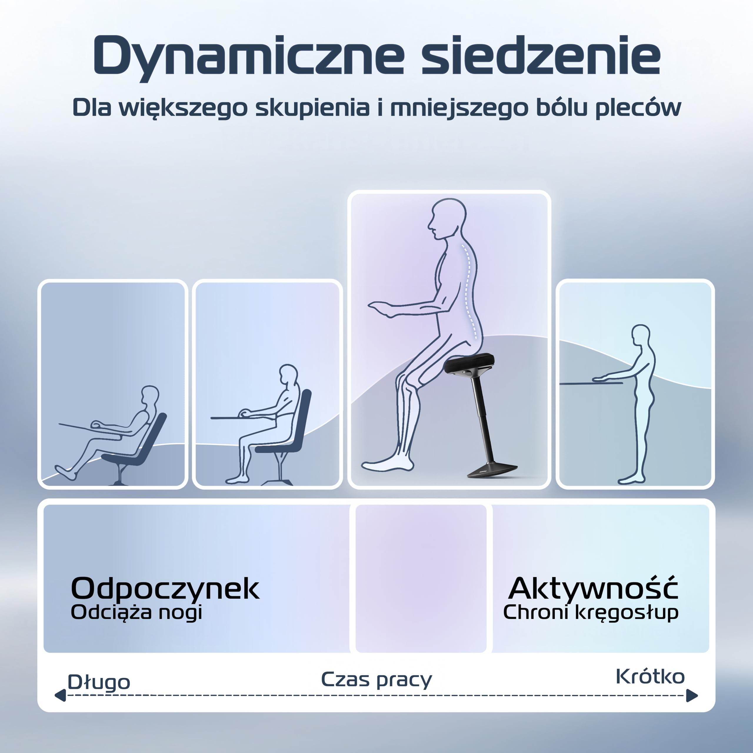 CLOUVOU Nexus Taboret ergonomiczny [ORIGINAL] Taboret regulowany w zakresie od 47 cm do 64 cm - Stołek, który ma wygodne tapicerowane siedzisko - Obrotowy stołek do salonu