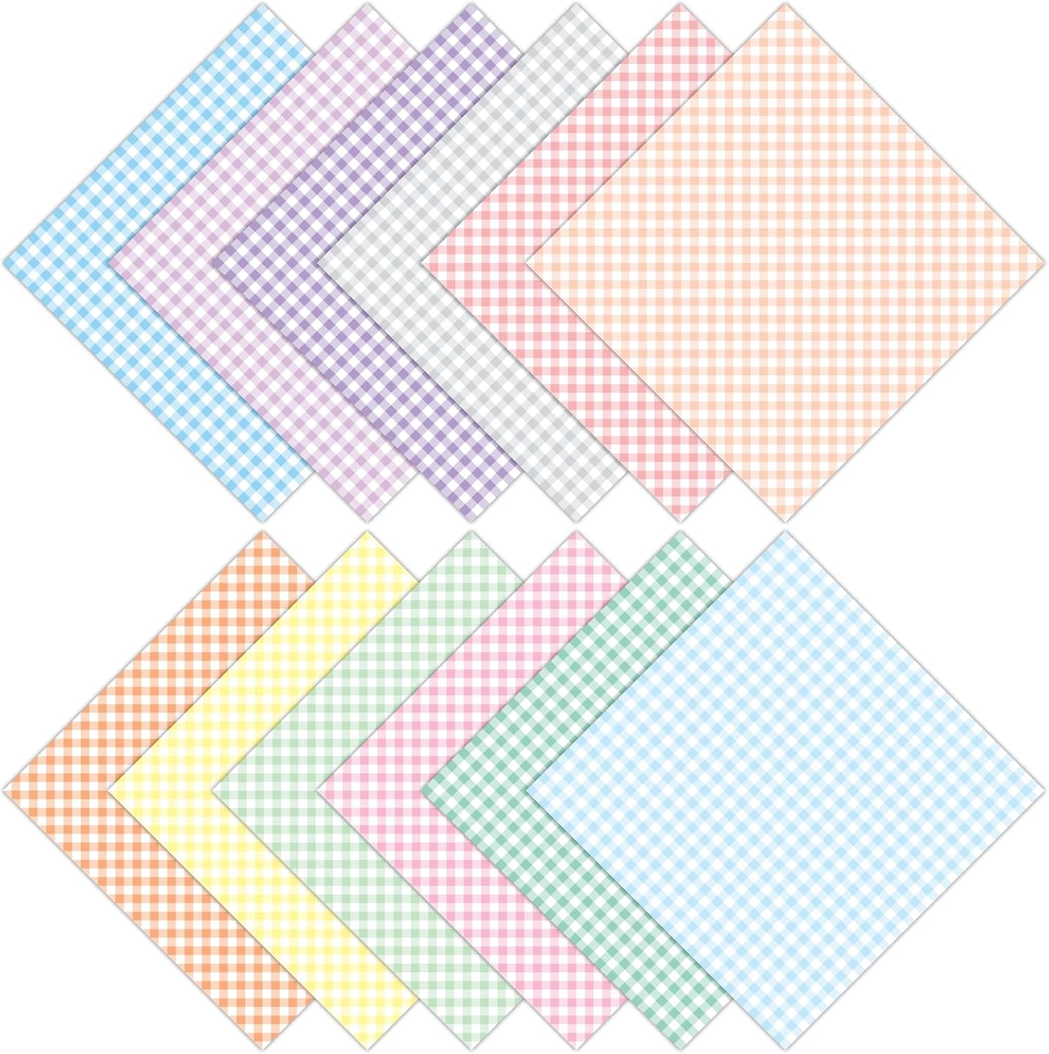 24 Sheets Pastel Gingham Scrapbook Paper Pad, 6x6 inch Heavyweight 160GSM Single-Sided Cardstock, Smooth Matte Buffalo Plaid Patterned Paper for Card Making Photo Album DIY Crafts