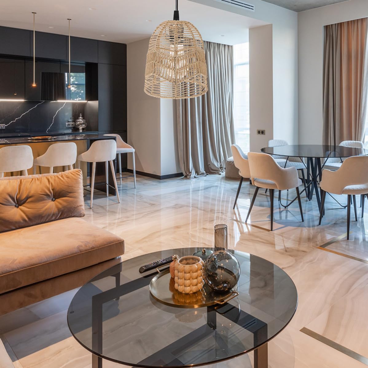 Paralume Intrecciato in Carta 2 Pezzi, Stile Semplice | Luce Decorativa Diffusa, Copertura Creativa per Soffitto, Metallo e Carta, Facile da Usare