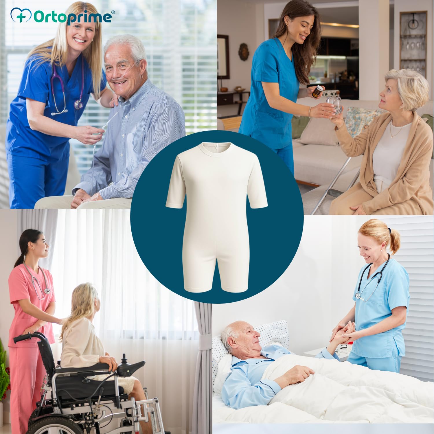 OrtoPrime Pijamas Antipañal Doble Cremallera Trasera Adultos Hospital
