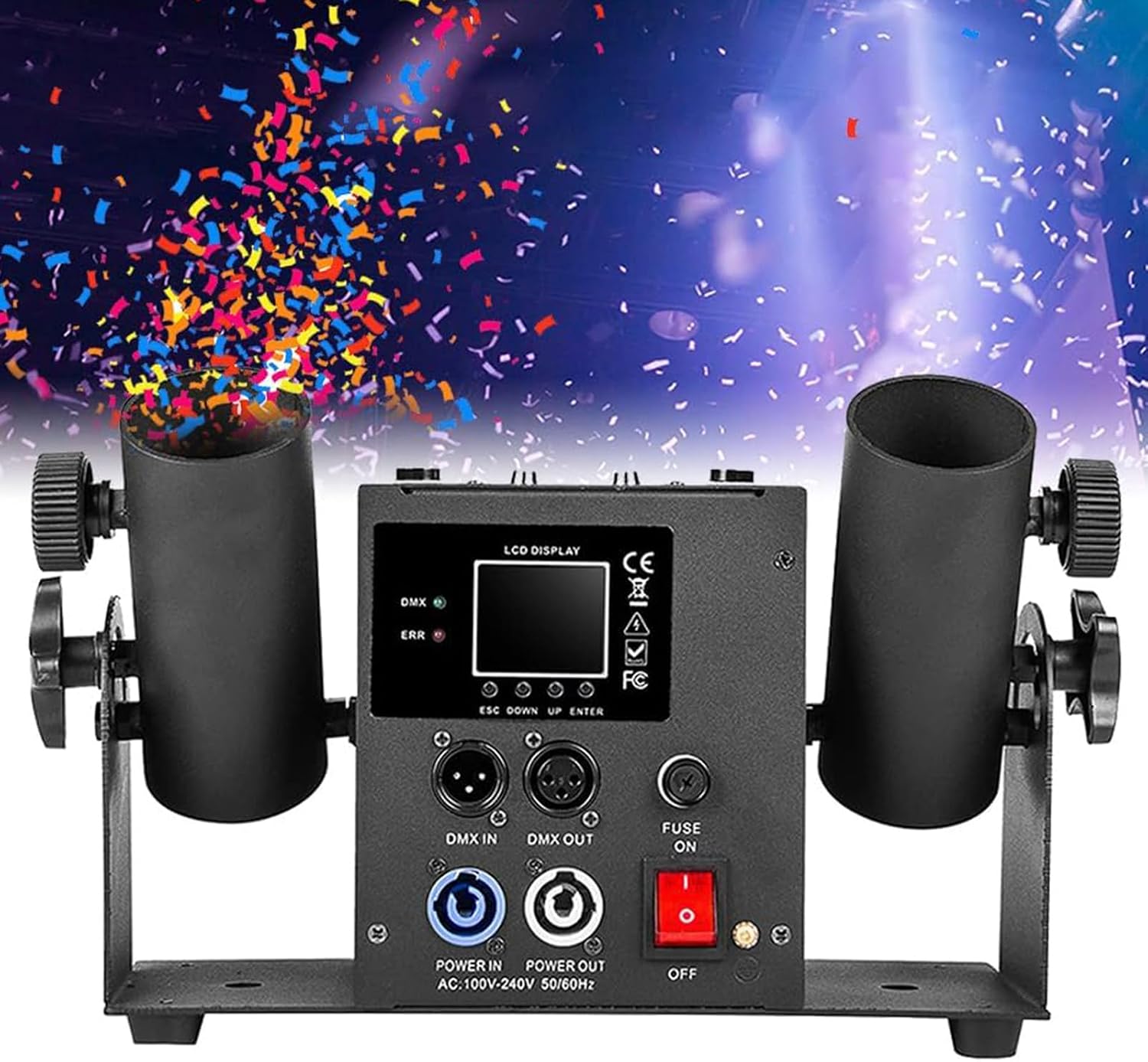 Double-Head Confetti Launcher Cannon Machine, Professional Electric Confetti Blower Machine with DMX/Remote Control for Weddding, Club, Stage, Party