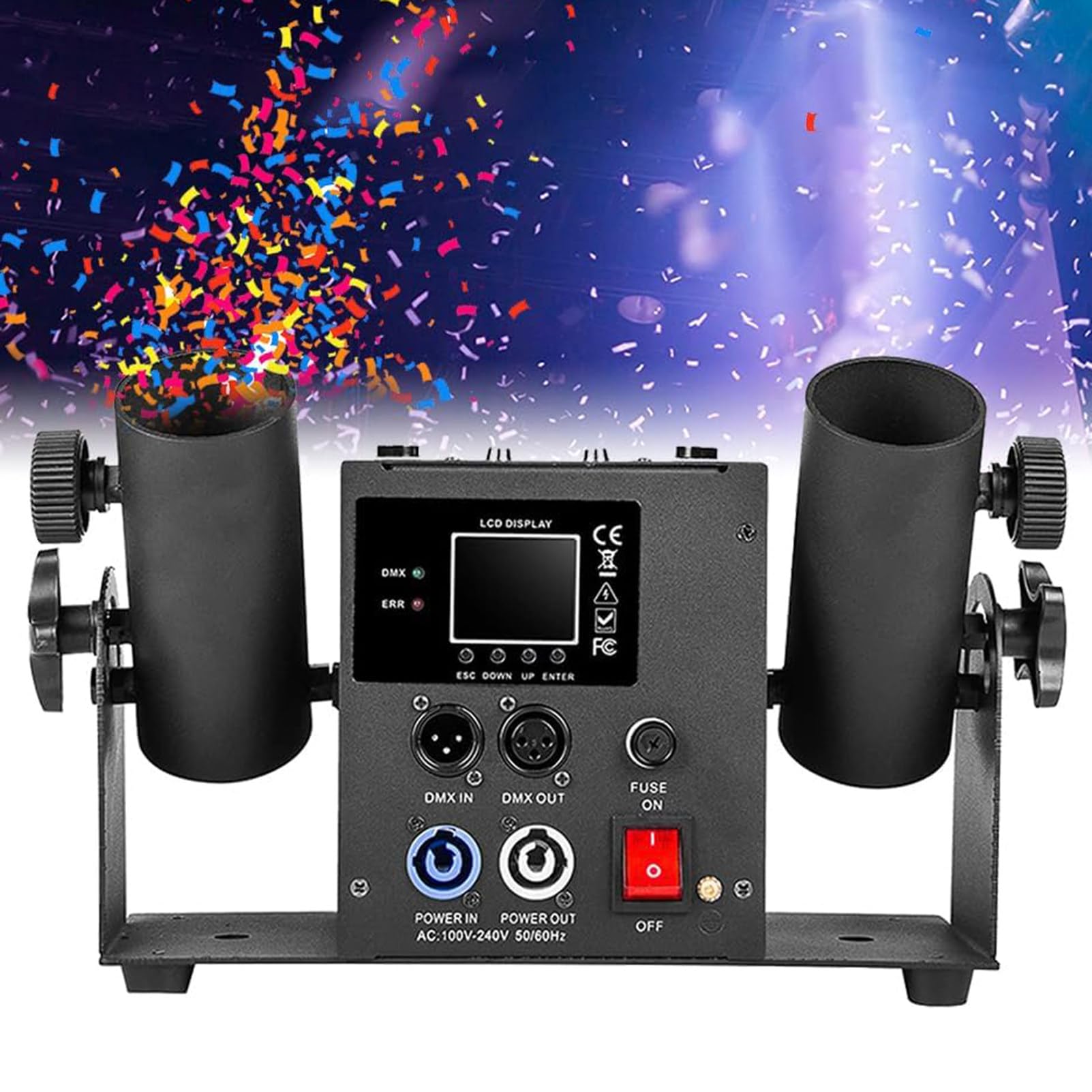 Máquina de cañón de confeti Máquina de confeti Lanzador Cañón Doble - Soplador eléctrico profesional DMX/remoto para bodas Club Escenario Fiesta