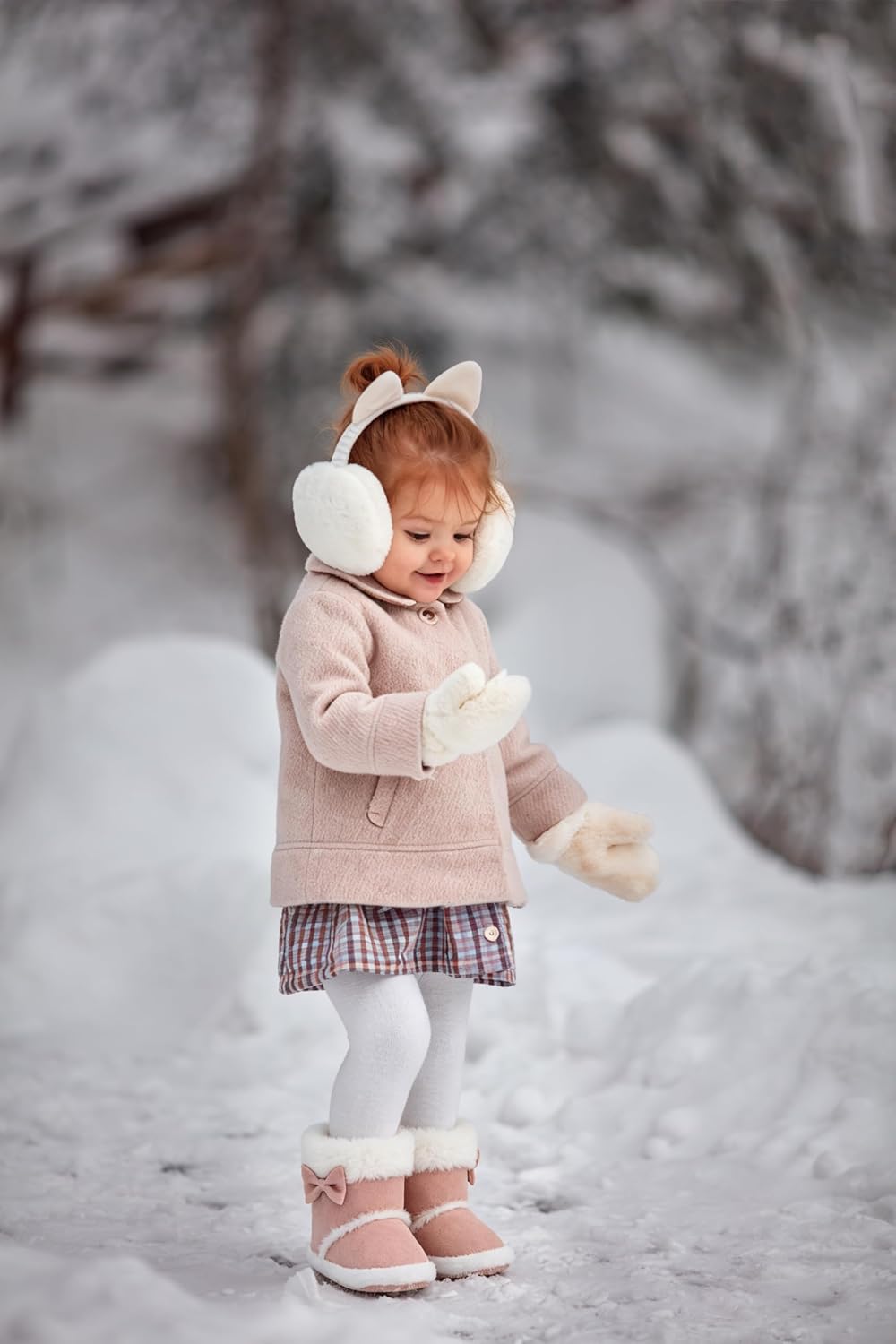Jastore Infant Warm Soft Boots Baby Girl Winter Ankle Non-Slip Sole Snow Crib Shoes