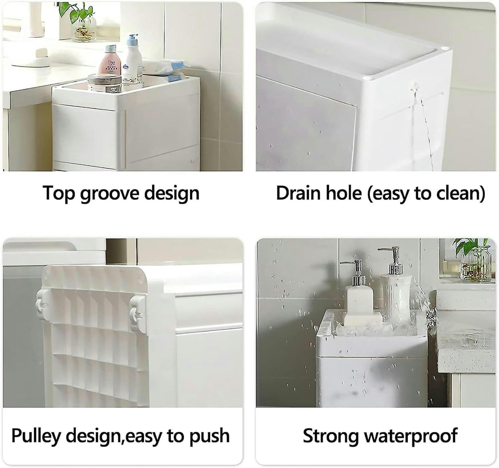 Cajones de almacenamiento apilables con ruedas, estrechos, delgados, independientes, Torre de almacenamiento, impermeables, laterales, para baño, cocina, estudio, armario