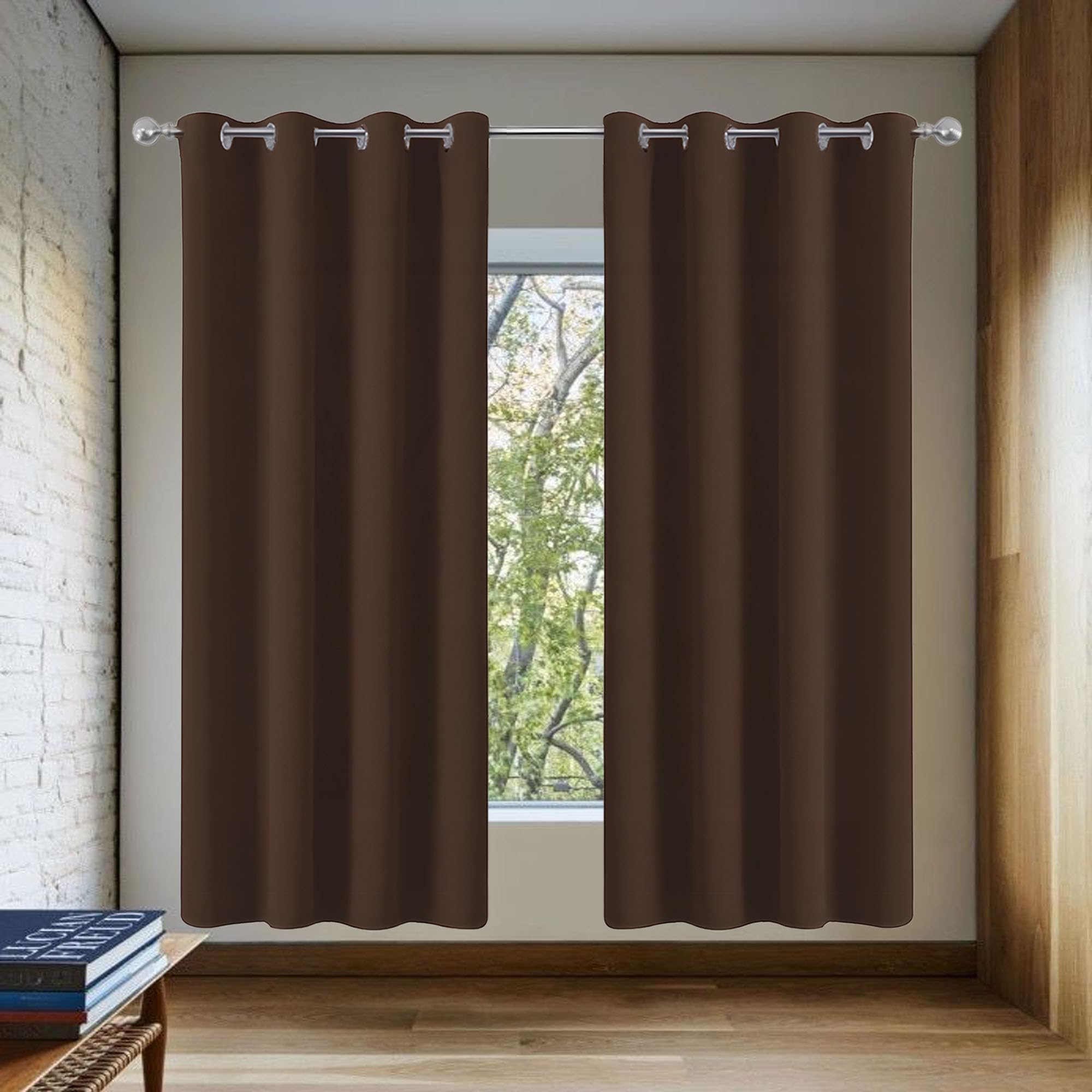 Rideau occultant isolant contre le froid et la chaleur marron 140 x 170 cm