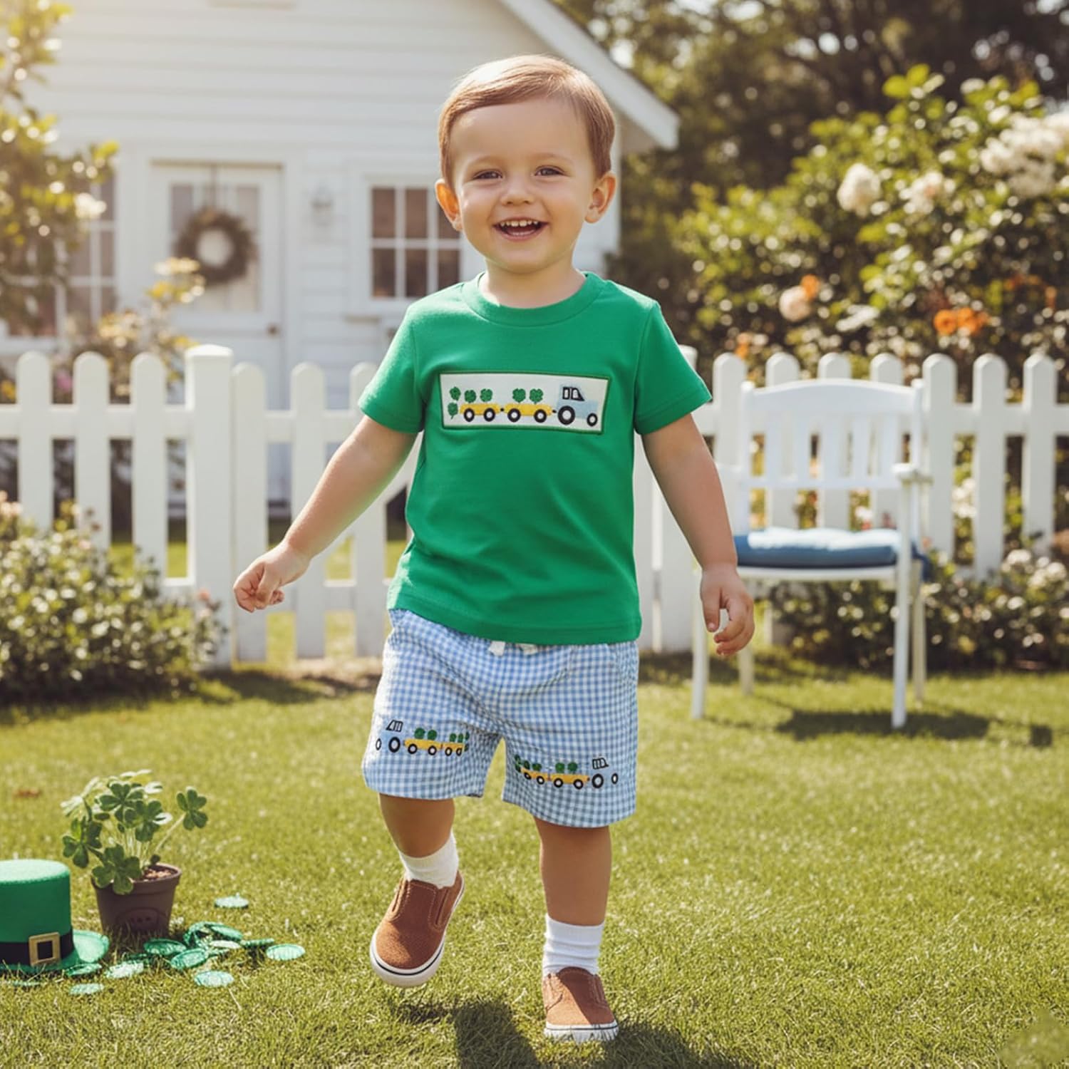Fiomva Baby St Patricks Day Outfit Boy Girl Striped Short Sleeve T Shirt Tee Jogger Shorts Set Toddler Summer Clothes - Image 2