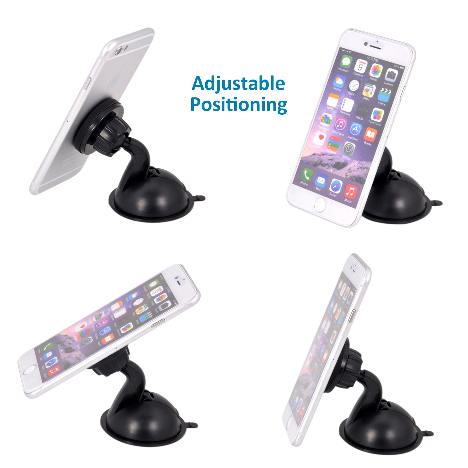 porta cellulare da auto universale con ventosa con supporto magnetico, rotazione di 360 gradi, ventosa in gel super forte, per Samsung Galaxy S7 S6 Plus Edge S5 S4 S3, Note 4 3 2, iPhone 6, iPhone 6 Plus iPhone SE 6 Plus 5S 5 C 4S, Nexus 6 5, HTC One e mo