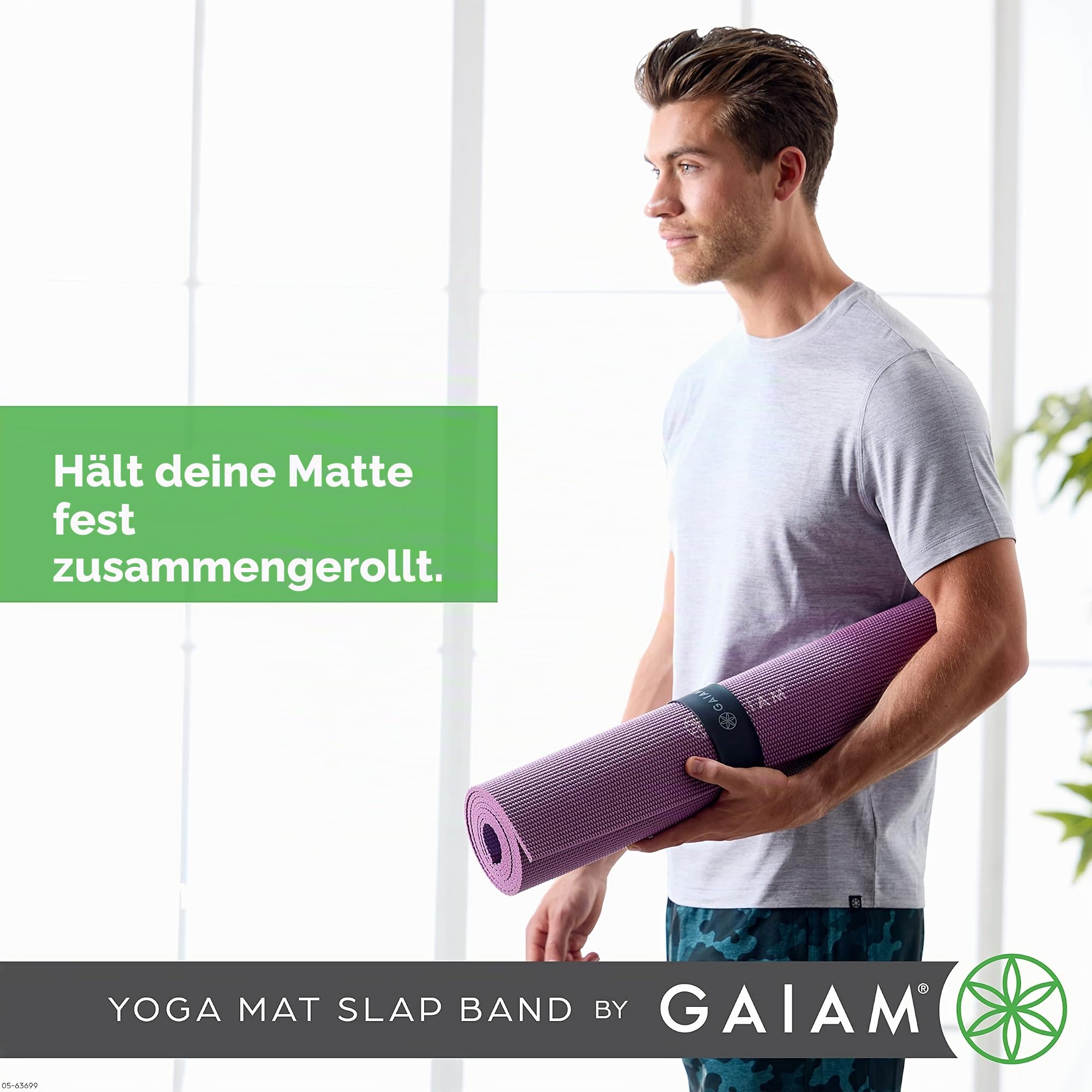 'Yoga Mat Strap Slap Band - Keeps Your Mat Tightly Rolled and Secure, Fits Most Size Mats (20'' L x 1.5'' W), Black'