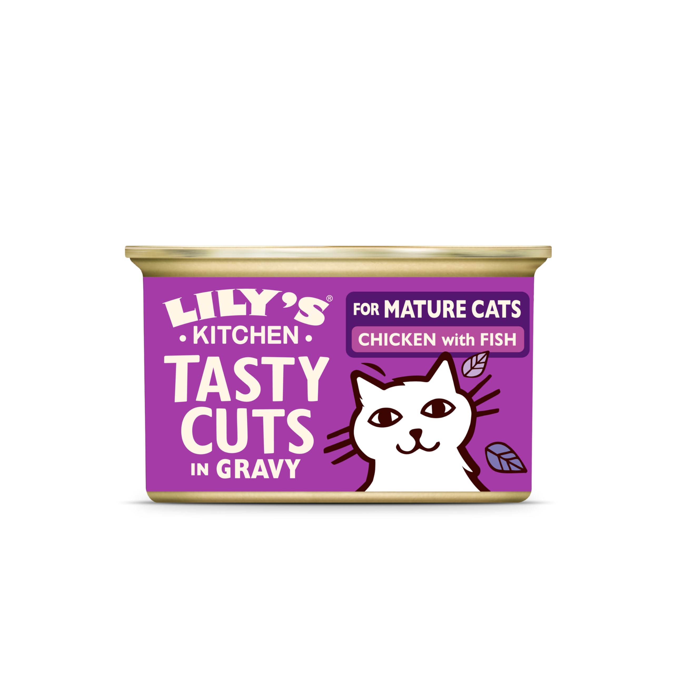 Lily’s Kitchen Tasty Cuts in Gravy Chicken with Fish, Complete Nutrition, Cat Wet Food 18x Tins (85g), Tailored for Senior Cats, With Natural Ingredients, Grain-free Recipe, Cat Food