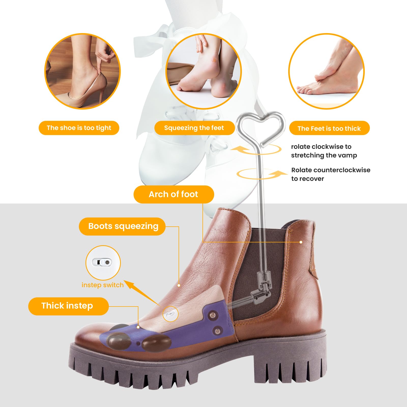 JDPARTS - Estirador de botas para mujeres y hombres, estirador de zapatos para botas ajustable de pies anchos, árboles de zapatos unisex para mujeres y hombres