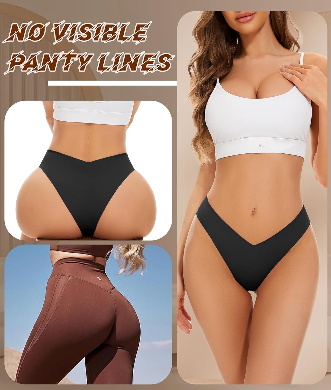 Seamless Bikini Cheeky Panties for Women Soft V-Cut No Show Hipster Breathable Stretch Invisibles Panties 6 Pack S-XL - Image 3
