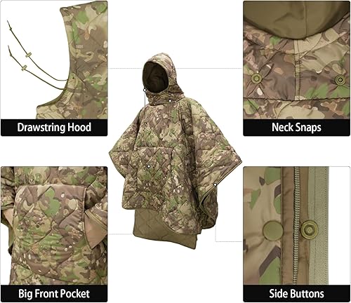 Vista 154 de LOOGU Manta de camuflaje con aislamiento impermeable para acampar al aire libre, senderismo, caza, supervivencia, mochilero, picnic Alpha Green