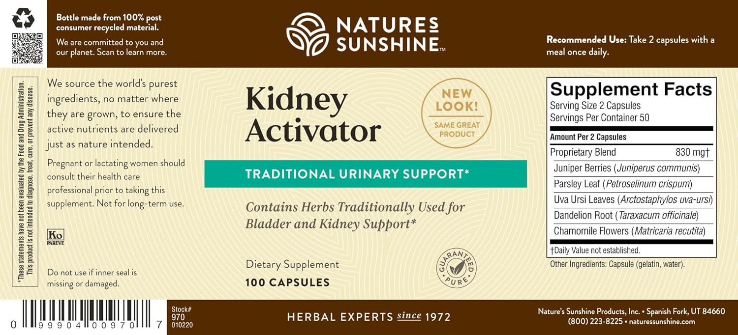Nature's Sunshine Kidney Activator Capsules, 100 Capsules | Natural Kidney Supplement Contains Herbs to Support and Enhance Kidney Function and Urine Flow 8 Nature's Sunshine Kidney Activator Capsules, 100 Capsules | Natural Kidney Supplement Contains Herbs to Support and Enhance Kidney Function and Urine Flow - Image 6