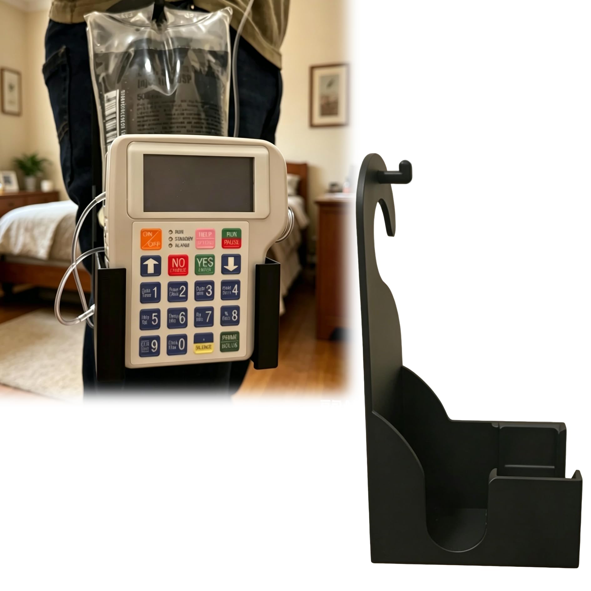 Portable Pump Station Compatible with Curlin 6000 Infusion Pump, IV Bag Holder Stand for Up to 500ml Fluid Bags, Belt Clip Mobility Support Accessory