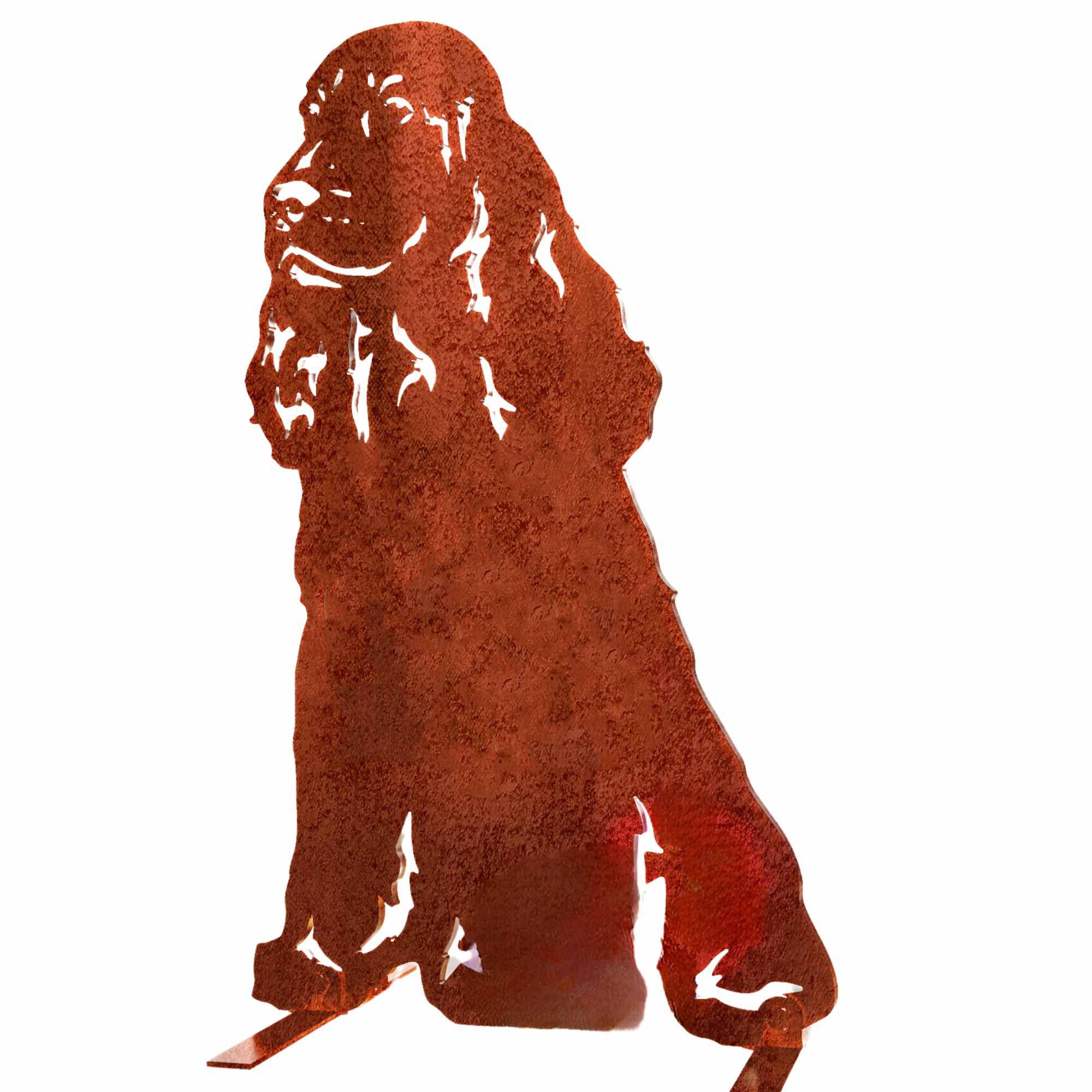 LOGI English Springer Spaniel Garden Ornament Christmas Decoration Gift Setter Statue Figurine Metal Home Decor Sculpture Working English Cocker Birthday (Natural Oxidised)