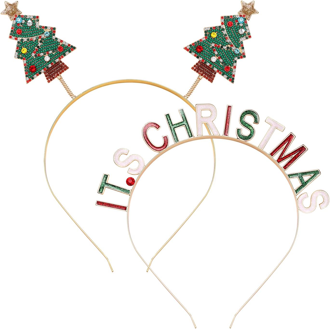boderier Christmas Headbands for Women Beaded Christmas Tree MERRY CHRISTMAS Tiara Headband Xmas Party Hair Accessories Gifts