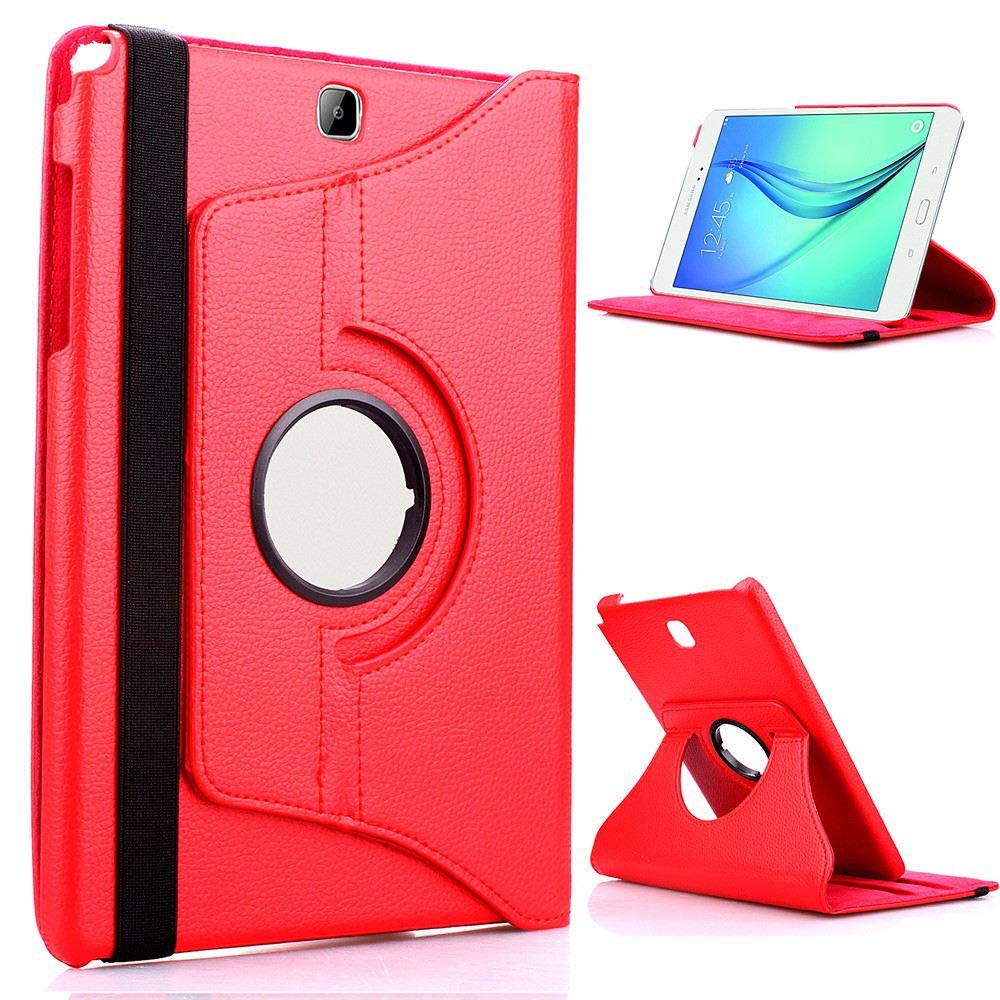 PU Leather Case Compatible with Samsung Galaxy Tab S 8.4 SM-T700 SM-T705 SM-T705C Tablet 360 Degree Rotating Cover Case (Color : Red)
